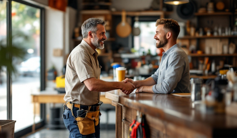 A Melbourne business owner serving a customer with genuine care and attention, biblical business principles in action
