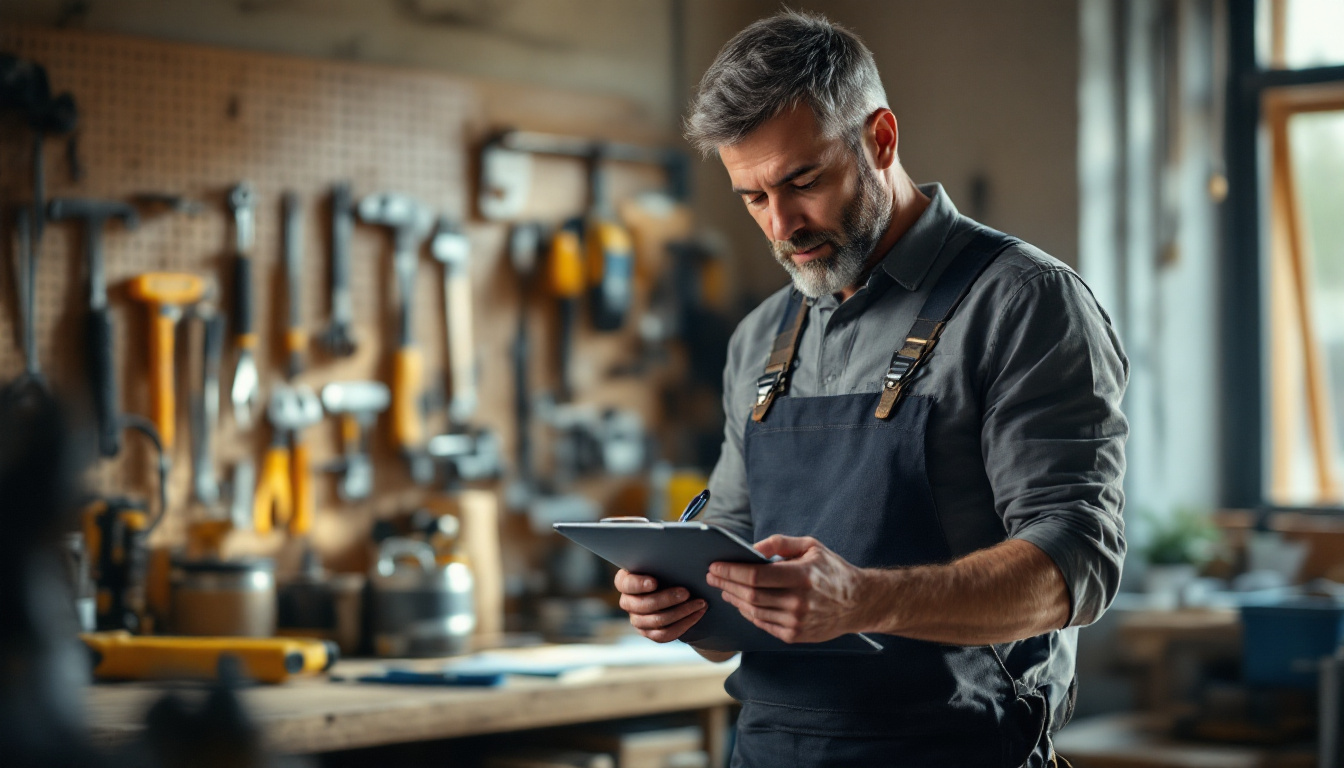 A tradie business owner reviewing job plans and systems, the practical focus of business coaching for tradies