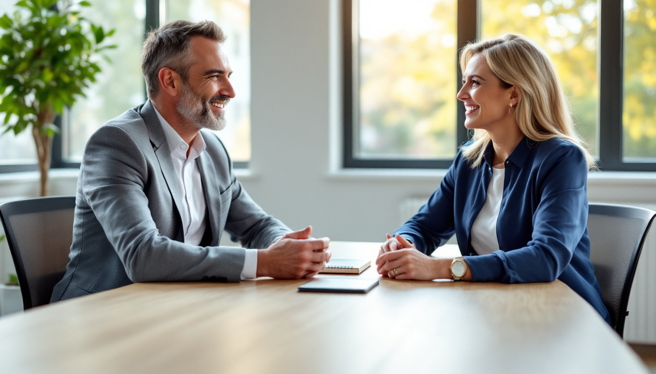 A local business coach for Melbourne's eastern suburbs meeting a small business owner in a bright office