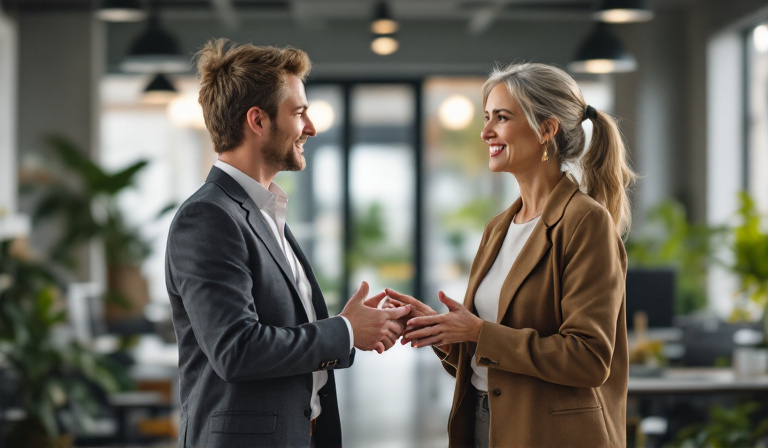 A business owner delegating responsibility to a capable manager, a key step toward a business that runs without owner control of every decision