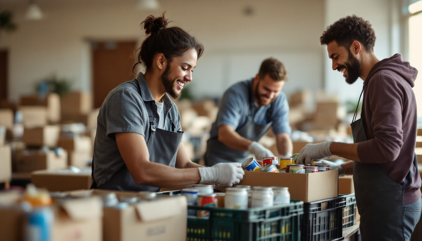 A small business team volunteering together for a community cause, generosity business strategy lived out beyond the balance sheet