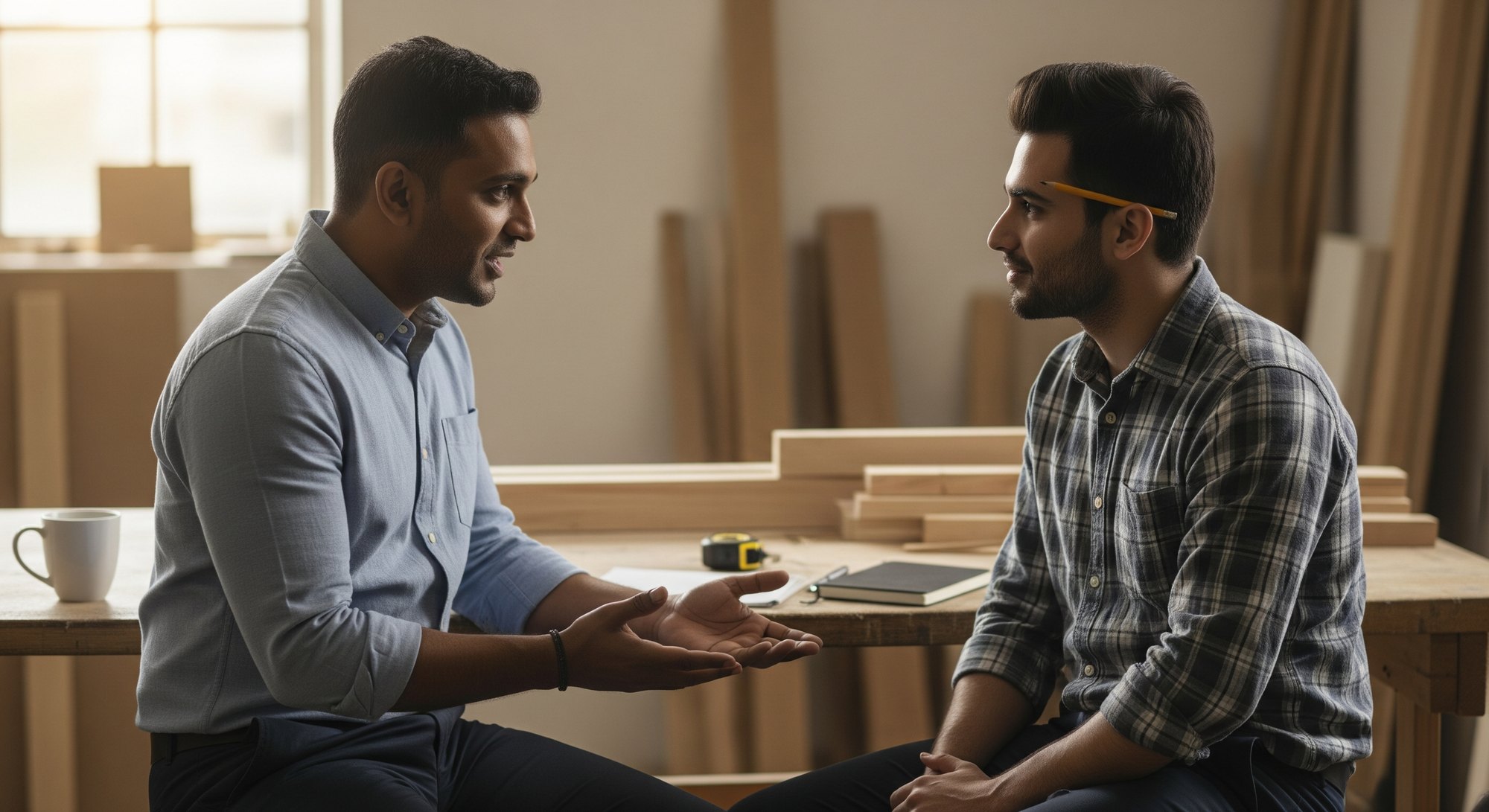 A supportive one-on-one showing how to give constructive feedback to employees privately and kindly