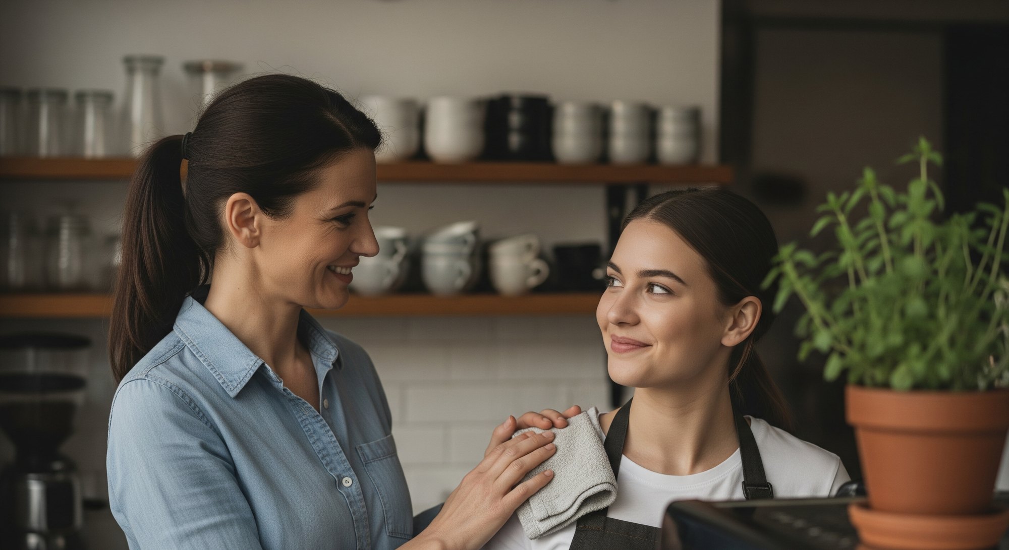 A leader offering genuine recognition and encouragement to a team member