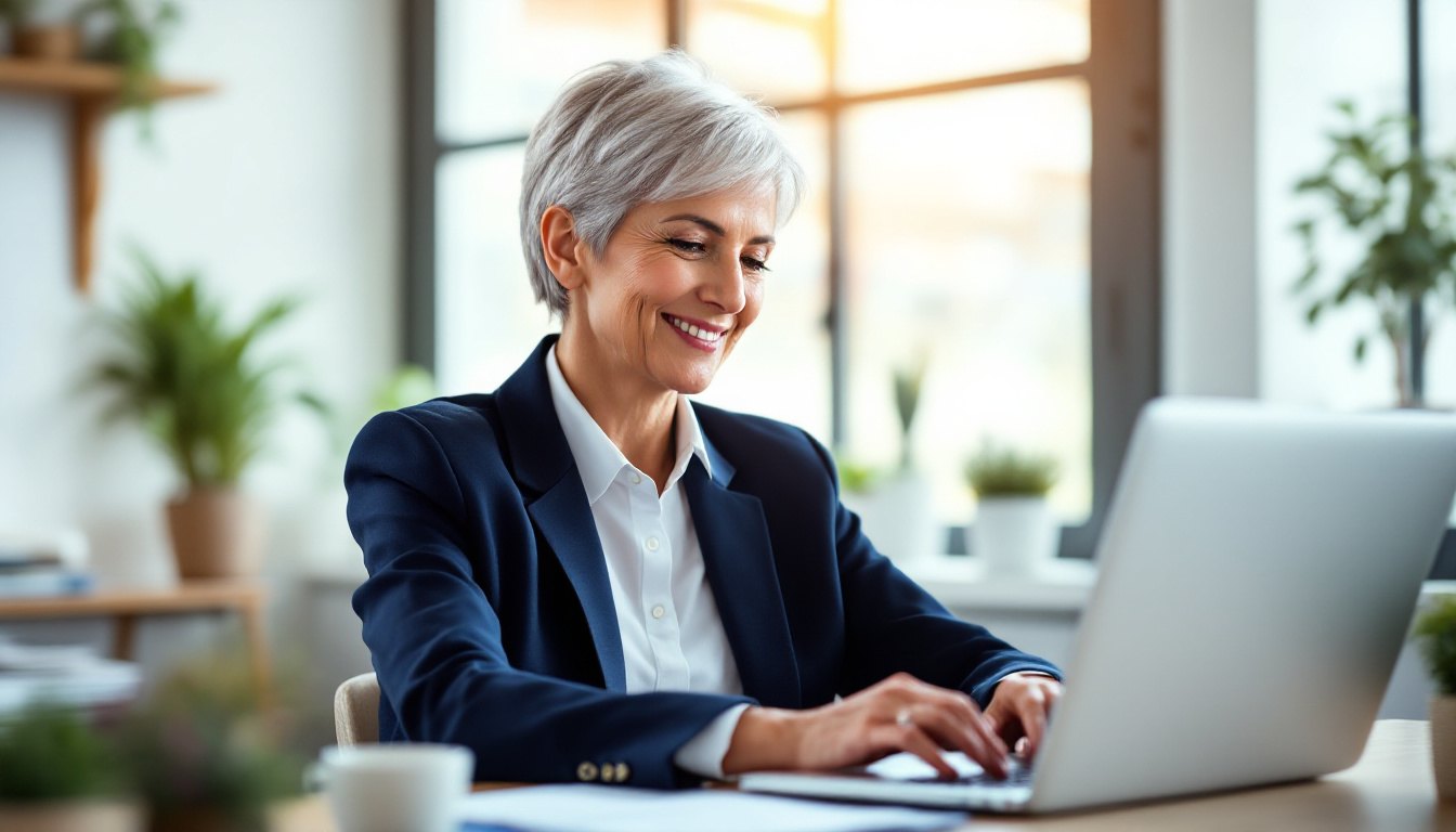 A small business owner calmly typing a gracious reply, showing how to respond to negative reviews well