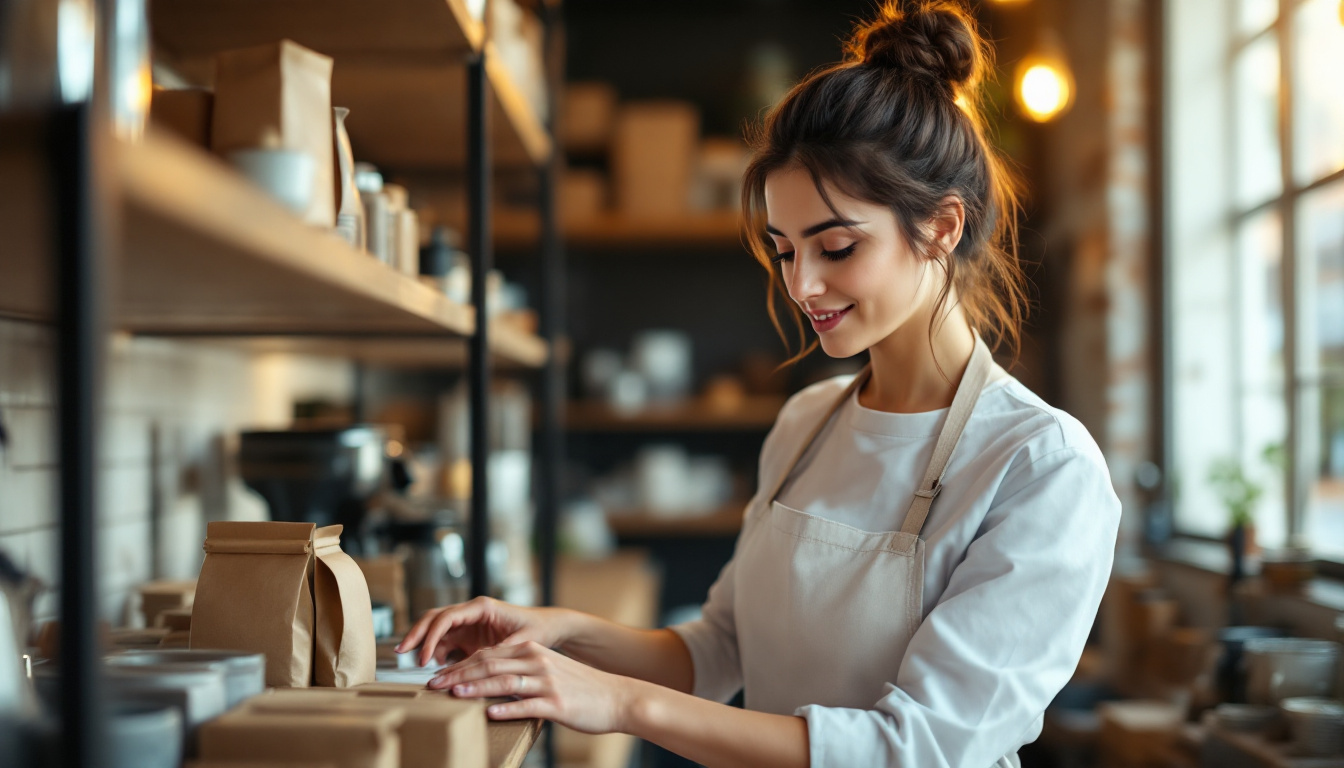 A cafe owner checking stock and costs to improve profit margins without raising prices