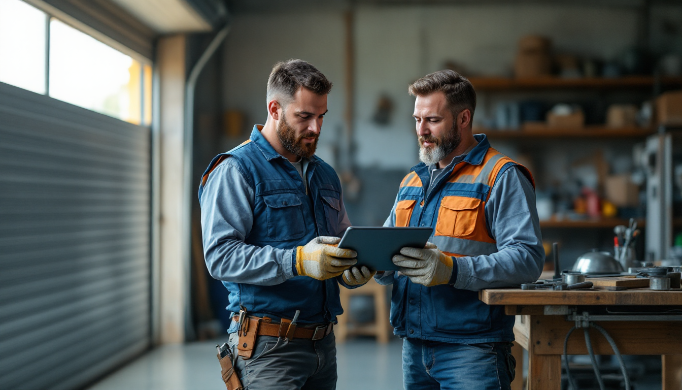 Two tradespeople reviewing a checklist on a tablet, a simple way to systemise a small business in Melbourne